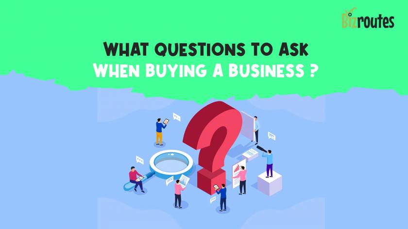 cartoon figure around a question mark about buying a business